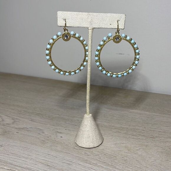 Hoop Earrings. Jewelry - Hoop Earrings. Gold plated w/beads‎ and Center Crystal .